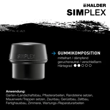                                             SIM­PLEX-Vor­schlag­häm­mer Gummikomposition, mit Standfuß / Gummikomposition; mit Tempergussgehäuse und Hickorystiel
 IM0014709 Foto ArtGrp Zusatz de
