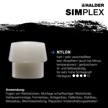                                             SIM­PLEX-Schon­häm­mer Gummikomposition / Nylon; mit Tempergussgehäuse und hochwertigem Holzstiel
 IM0014714 Foto ArtGrp Zusatz de
