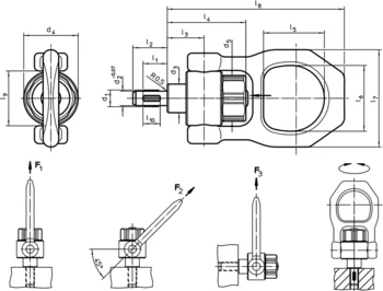                                             Pa­sa­do­res de Ele­va­ción con Rosca autobloqueante, con grillete giratorio
 IM0012826 Zeichnung
